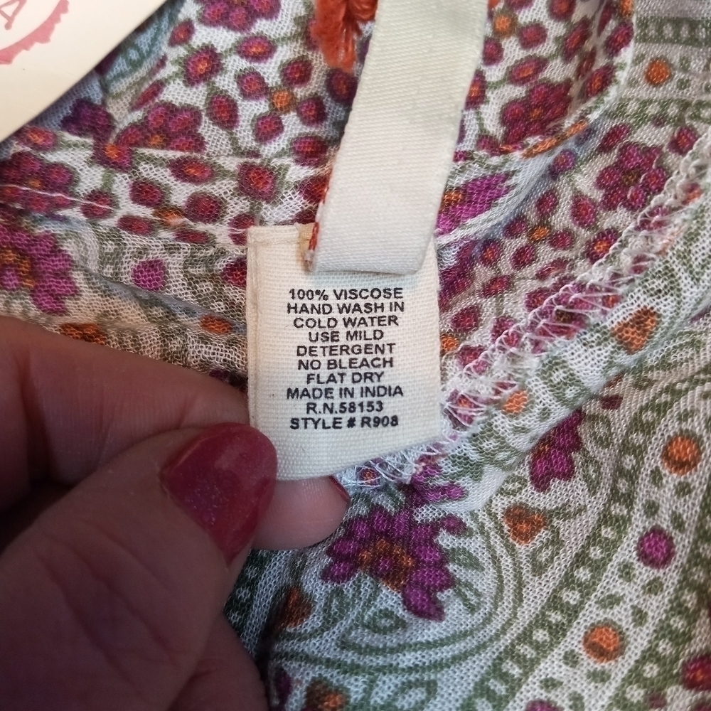 RAGA Boho Mixed Floral Print Babydoll Dress Bell Sleeve Prairiecore NWT Size Sm. - Picture 13 of 13